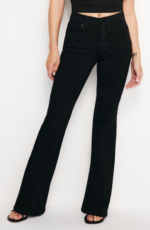 Good American Never Fades Good Flare Jeans (Black001) (Petite)