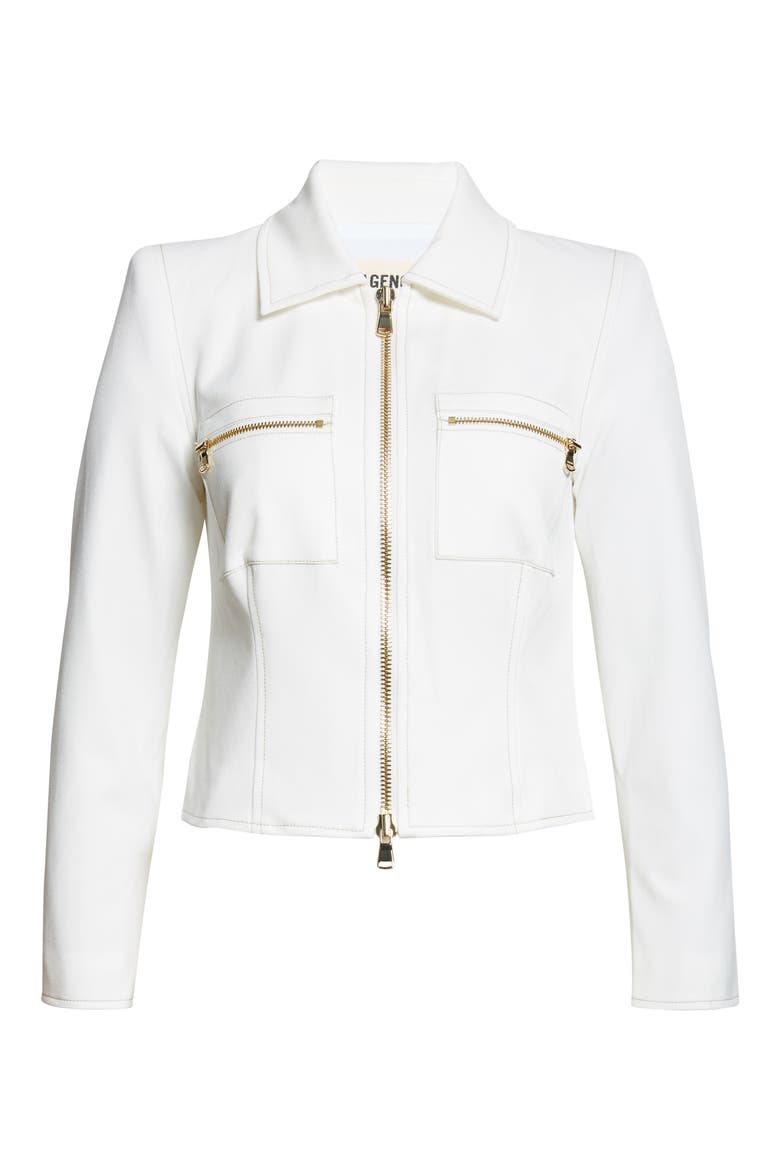 Calianna Zip Front Jacket, Alternate, color, WHITE