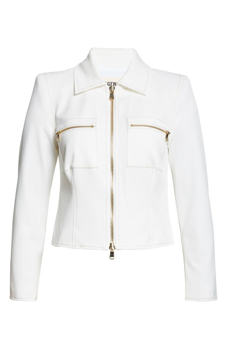 L'AGENCE Calianna Zip Front Jacket, Alternate, color, White