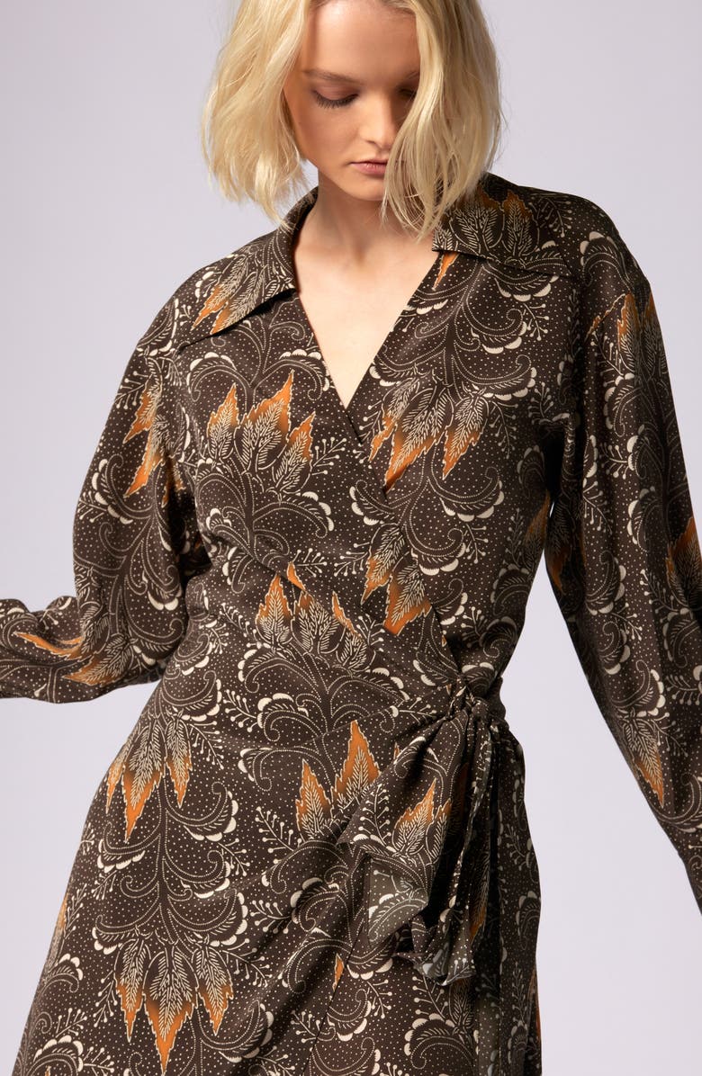 Equipment Khaila Paisley Print Long Sleeve Silk Wrap Shirtdress, Alternate, color,
