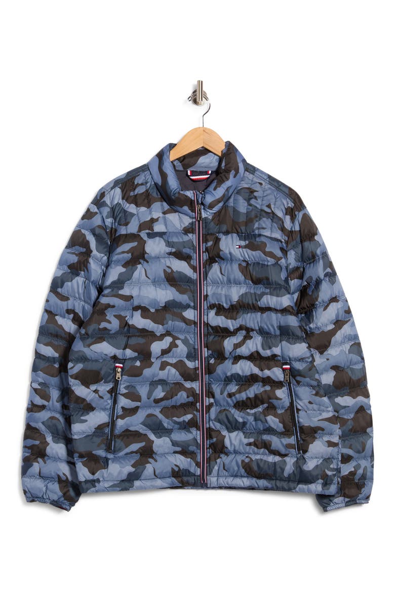 Packable Colorblocked Puffer Jacket, Main, color, BLUE CAMO