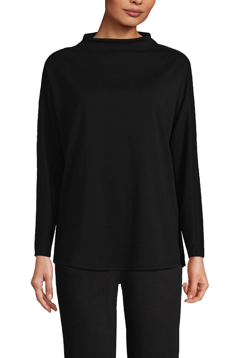 Long Sleeve Sport Knit Funnel Neck Top, Main, color, Black