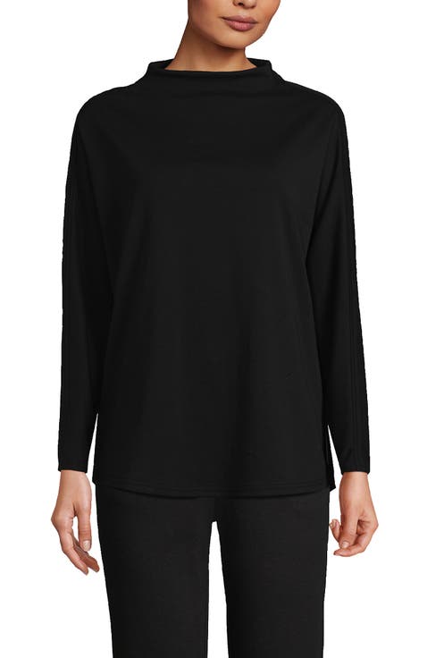 Long Sleeve Sport Knit Funnel Neck Top