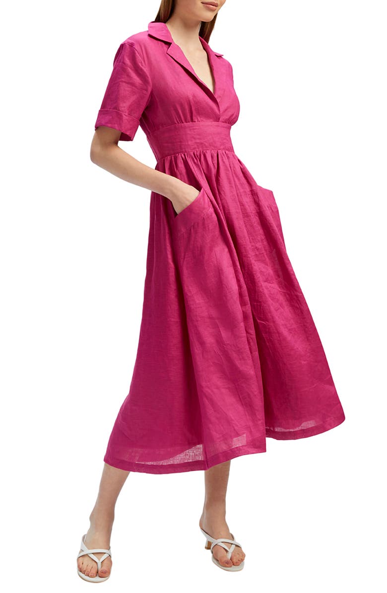 Bardot Hazel Linen Midi Shirtdress, Alternate, color, 