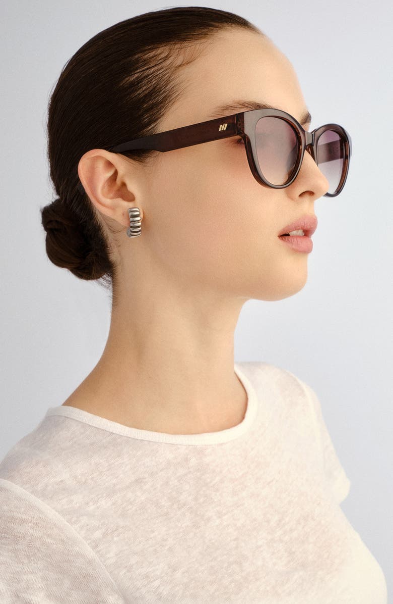 Le Specs Majestic 53mm Gradient Round Sunglasses, Alternate, color, Coco / Khaki Gradient