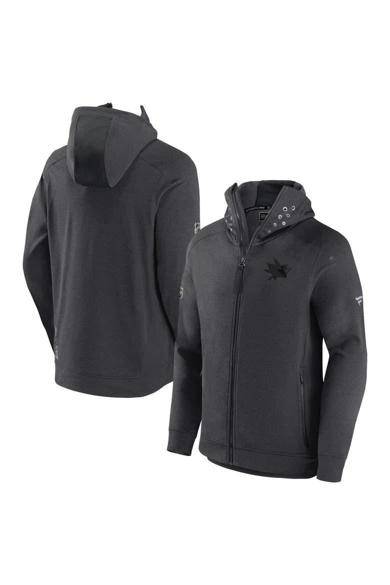 Men's Fanatics Branded Heather Charcoal San Jose Sharks Authentic Pro Road Tech Full-Zip Hoodie Jacket, Main, color, Heather Charcoal
