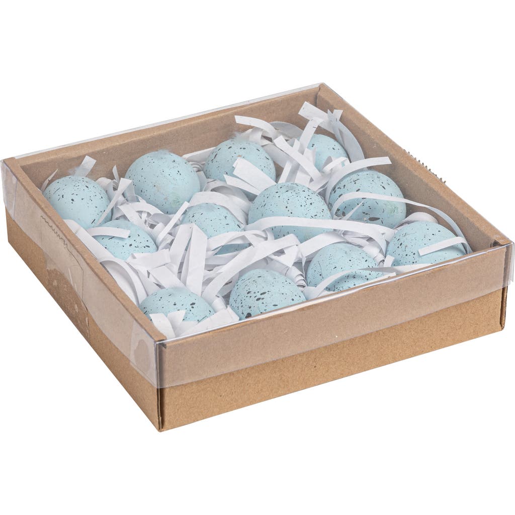 Storied Home Boxed Set Of 12 Blue Speckled Ceramic Robin Eggs In Blue