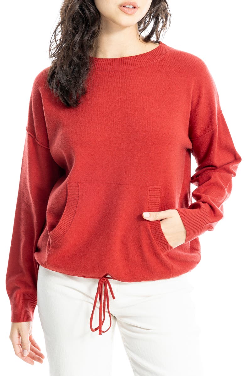 MAX STUDIO Drawstring Hem Pullover Sweater, Alternate, color, Red Cranberry