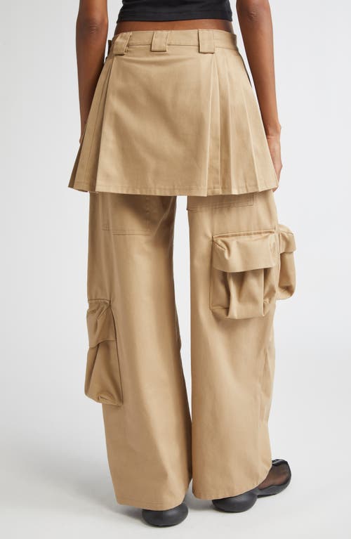Collina Strada Lawn Plaid Skirt Overlay Cargo Pants In Neutral