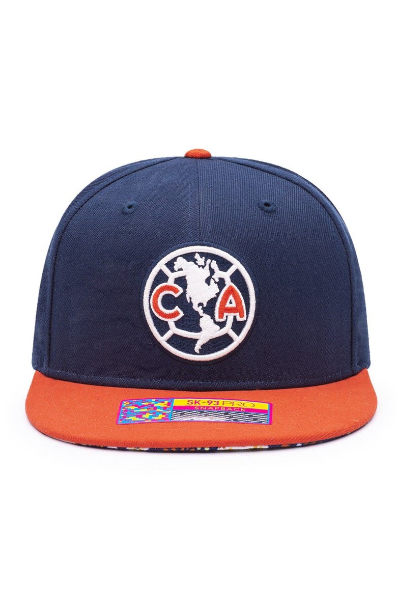 FAN INK Men's Navy/Orange Club America Día de Muertos Snapback Hat, Alternate, color, 