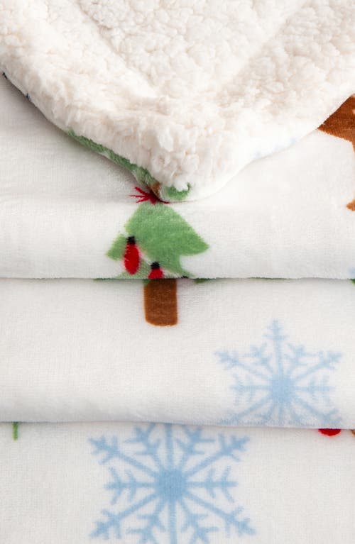 Woven & Weft Holiday Print Reversible Faux Shearling Throw Blanket