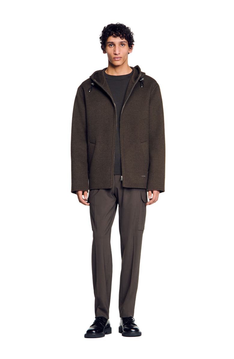 SANDRO Hooded windbreaker, Main, color, Dark Khaki