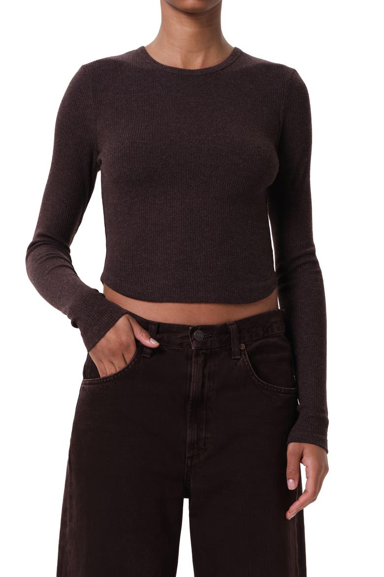 Neema Ribbed Long Sleeve T-Shirt, Main, color, ROOT DARK BURGANDY