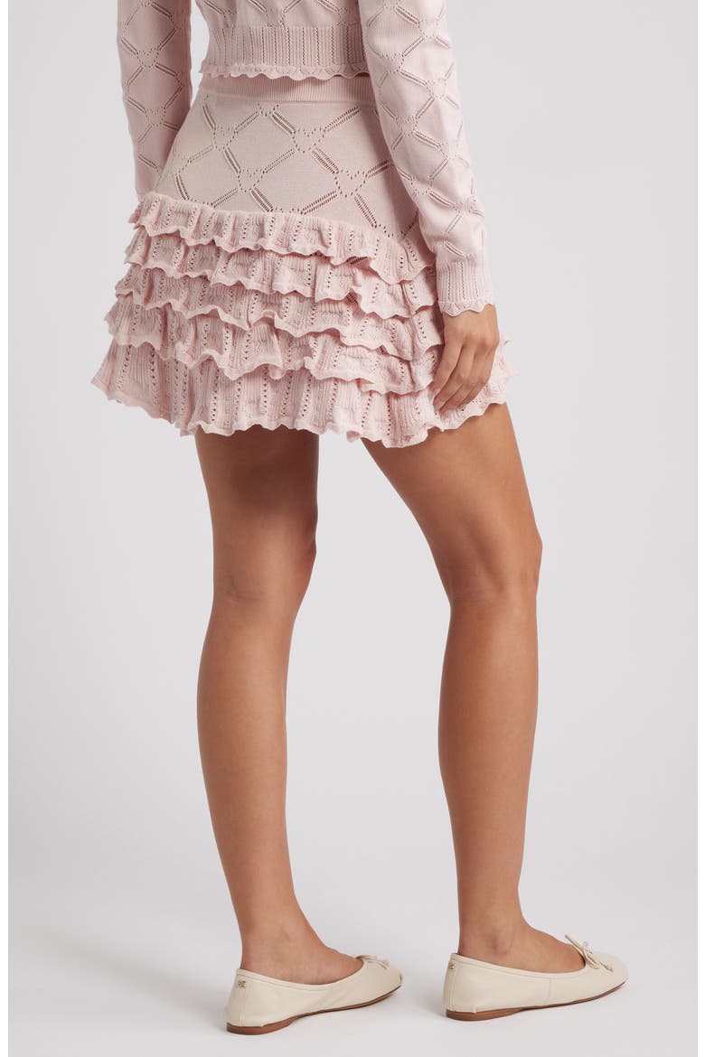 Kalliope Pointelle Ruffle Miniskirt, Alternate, color, VELOUR PINK