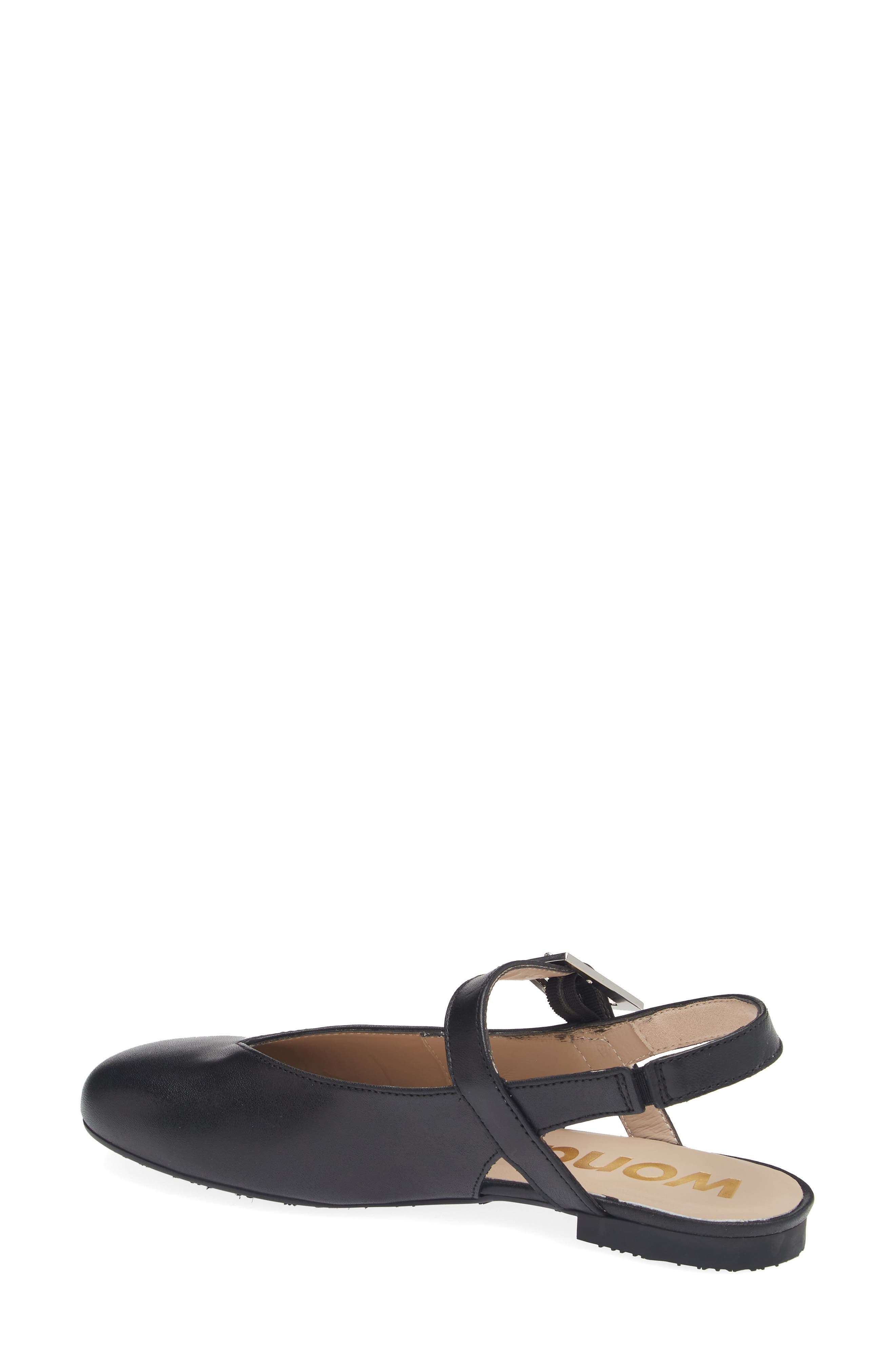 Wonders Round Toe Slingback Flat, Alternate, color, Sauv.black