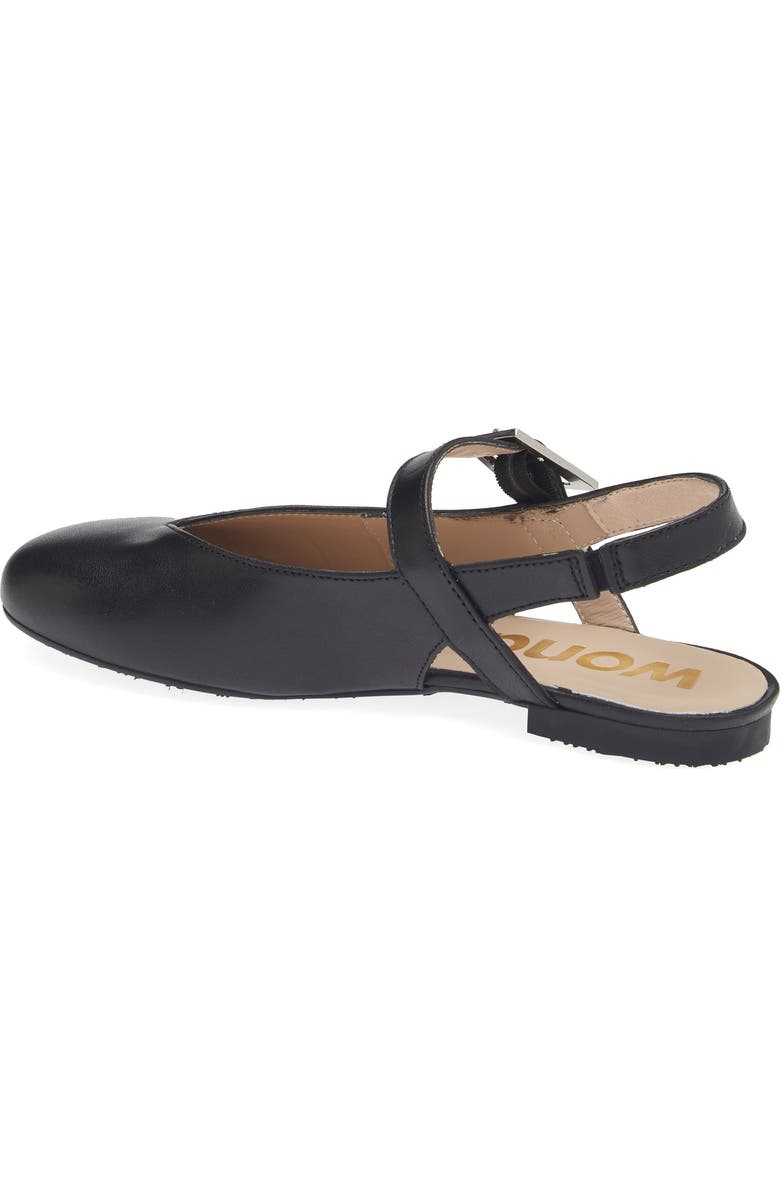 Wonders Round Toe Slingback Flat, Alternate, color, Sauv.black