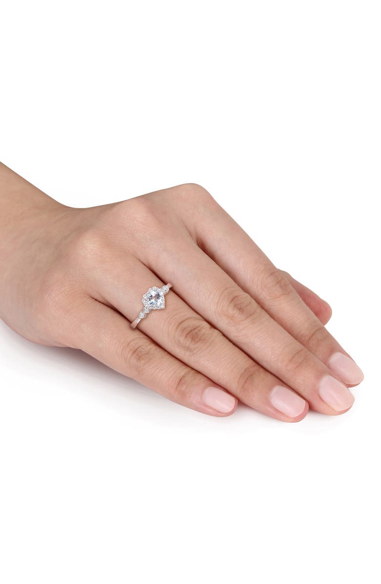 DELMAR Sterling Silver, Created White Sapphire, & Created Blue Sapphire Heart Ring, Alternate, color, Blue