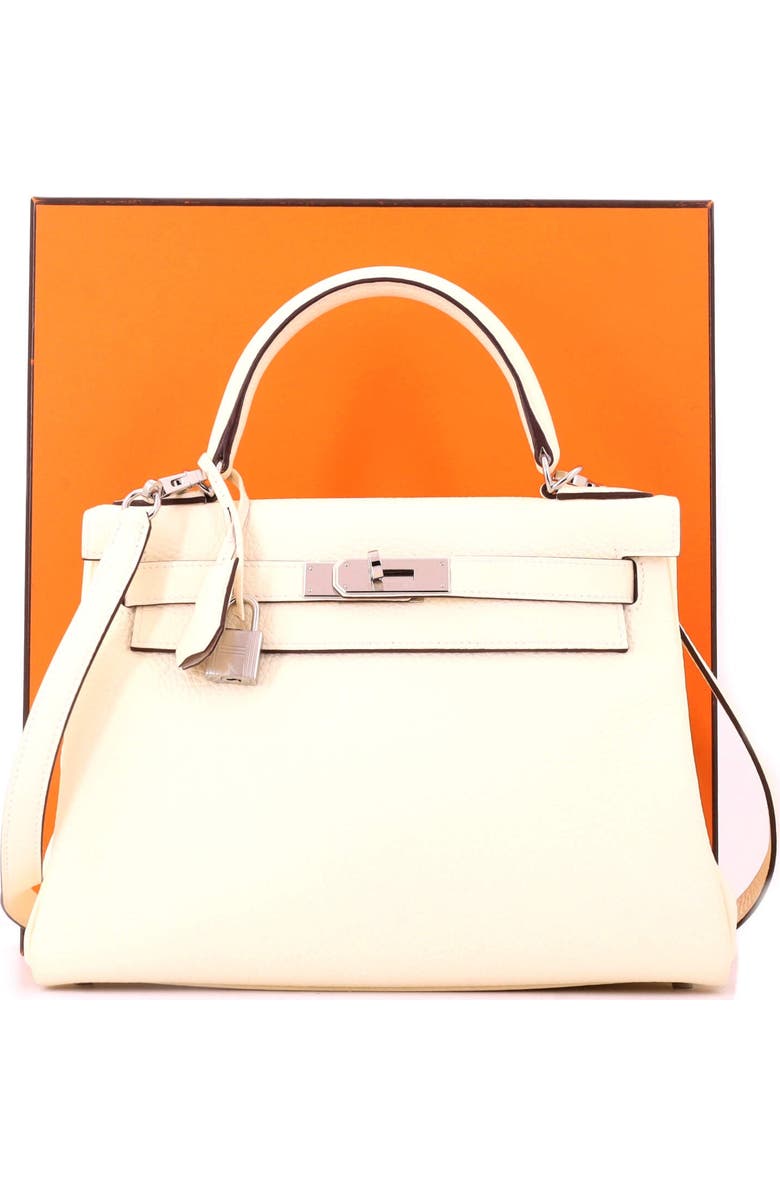 Pre-Owned Hermes Kelly Handbag Light Clemence with Palladium Hardware 28, Alternate, color, Nata