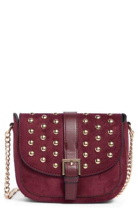 Studded Faux Suede Camera Bag
