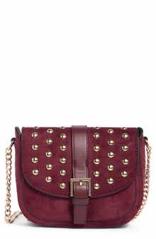 Studded Faux Suede Camera Bag