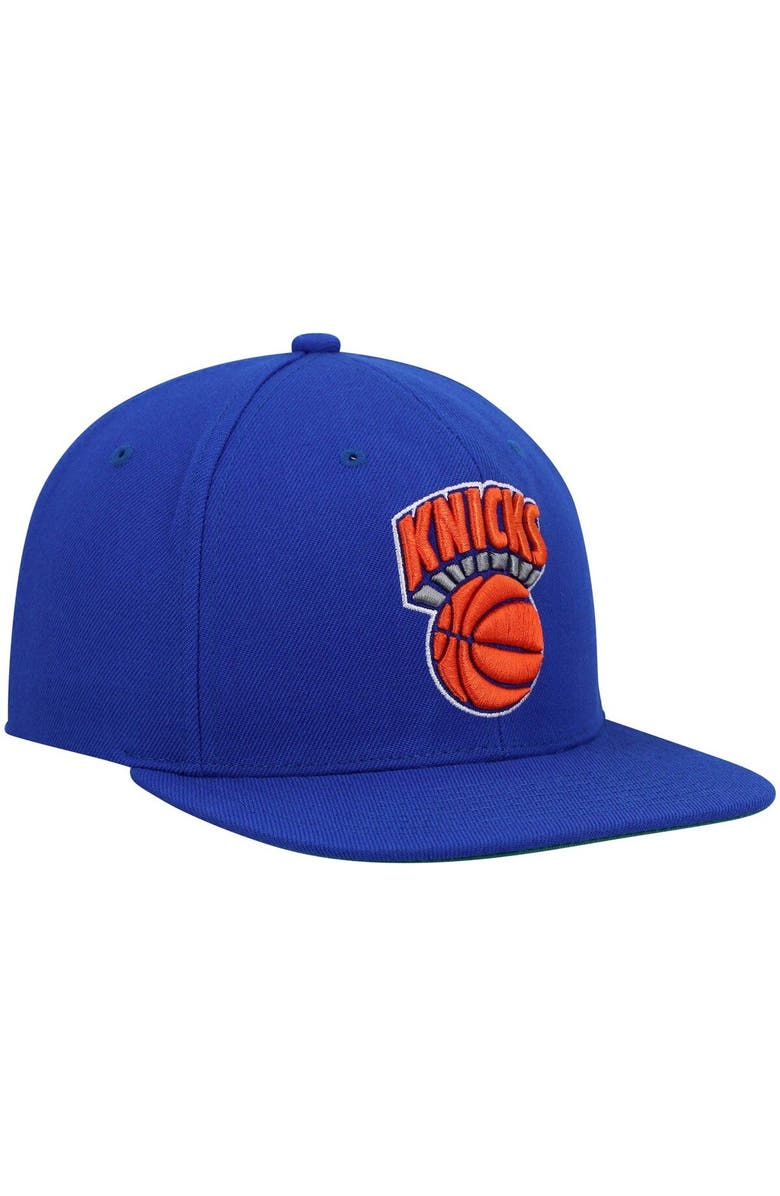 Mitchell & Ness Men's Mitchell & Ness Blue New York Knicks Hardwood Classics Team Ground 2.0 Snapback Hat, Alternate, color, 