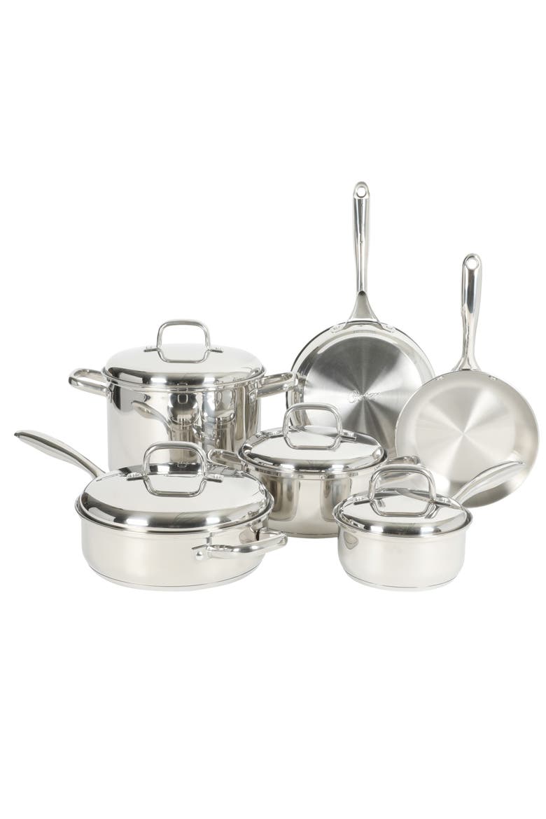 Platinum Sedwick Stackable Stainless Steel Pots and Pans Cookware Set, Main, color, Silver