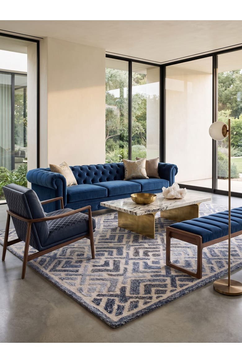 Santorini Wool & Denim Rug, Alternate, color, Blue