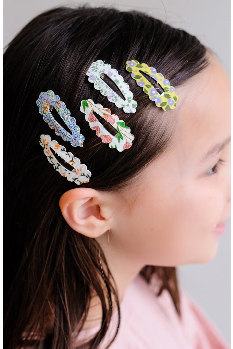 Kids' Spring Scallop Assorted 5-Pack Hair Clips, Alternate, color, MEDIUM BEIGE