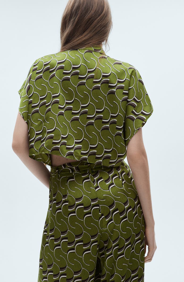 MANGO Geo Print Belted Satin Jumpsuit, Alternate, color, 