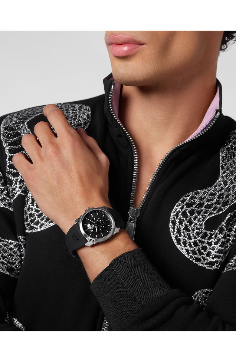 PHILIPP PLEIN SPORT Two Hand Quartz Silicone Strap Watch, 40mm, Alternate, color,