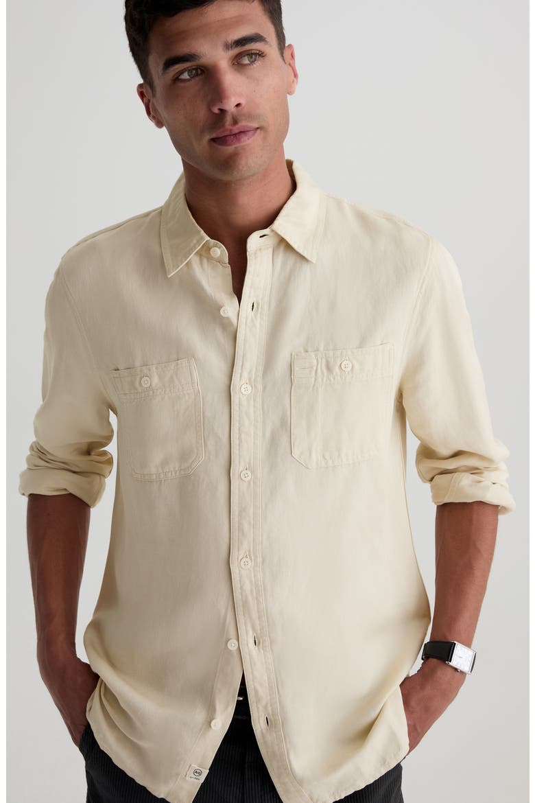 Mason Long Sleeve Linen Blend Work Shirt, Alternate, color, CHAMPAGNE