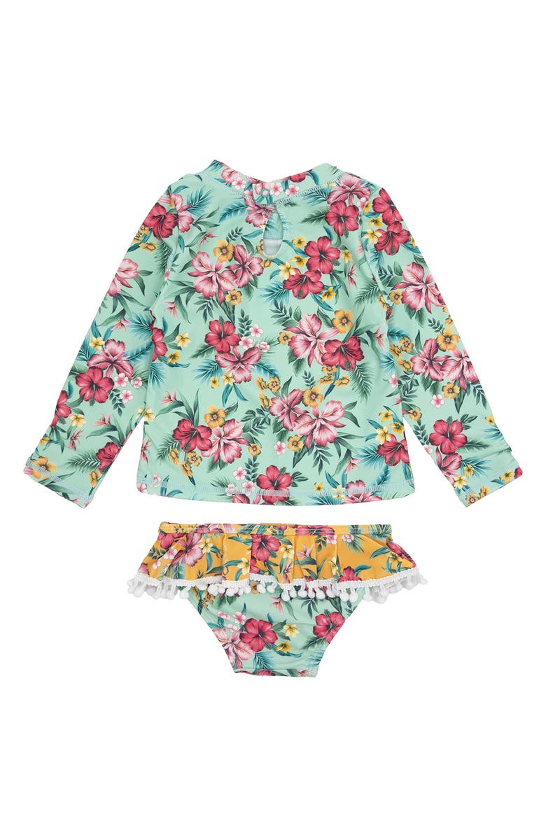 Feather 4 Arrow Sandy Toes Two-Piece Rashguard Swimsuit, Alternate, color, 