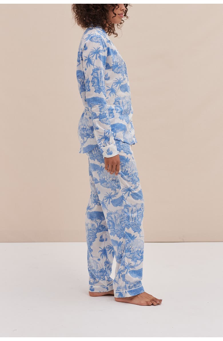 Desmond & Dempsey Long Pajama Set, Alternate, color, Loxodonta Blue