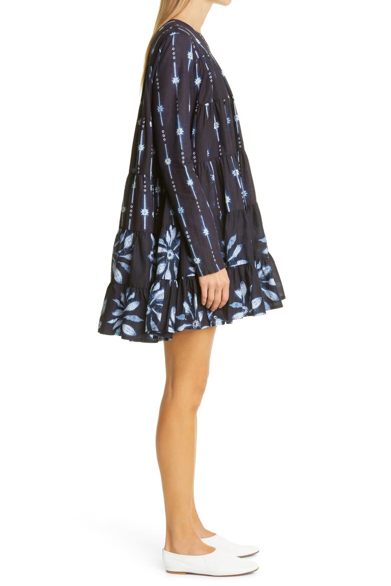 Soliman Tiered Long Sleeve Dress, Alternate, color, NAVY / COMBO PRINT