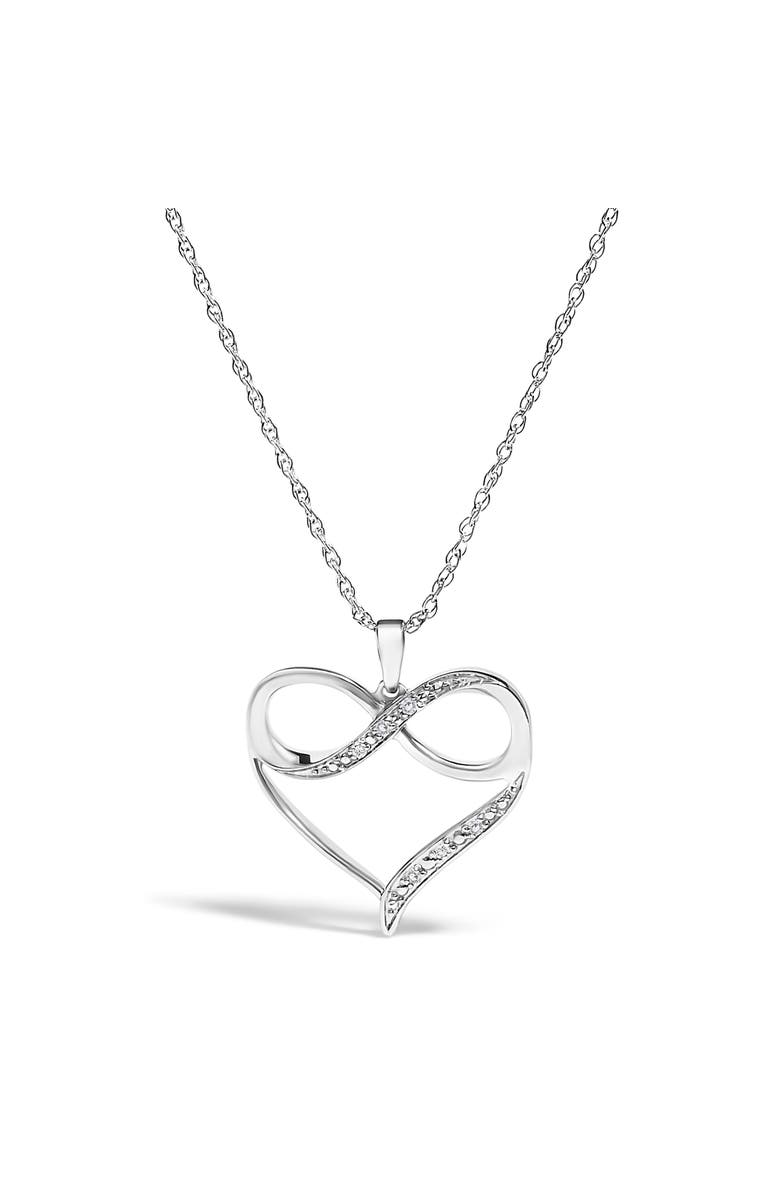 Haus of Brilliance Silver Diamond Accent null Heart Love Pendant Necklace, Main, color, White