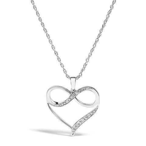 Silver Diamond Accent null Heart Love Pendant Necklace