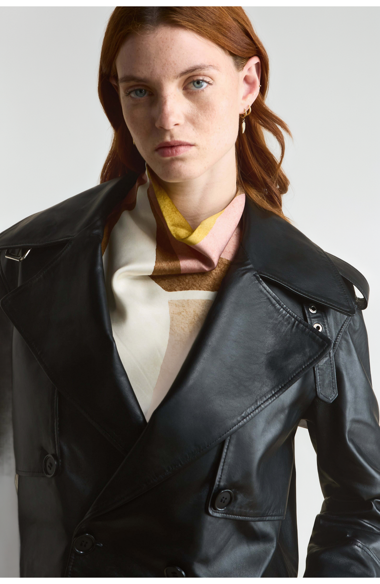 Furniq UK Lola Leather Jacket, Alternate, color, Black