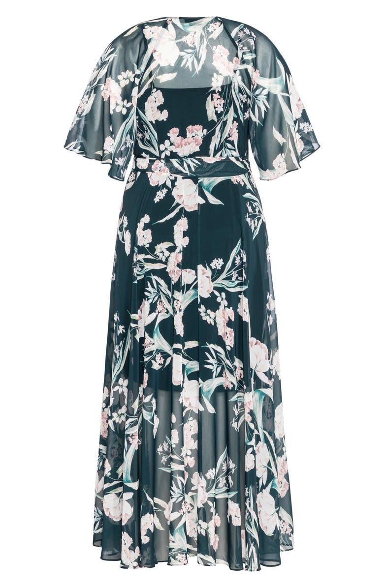 City Chic Fresh Fields Maxi Wrap Dress, Alternate, color, 