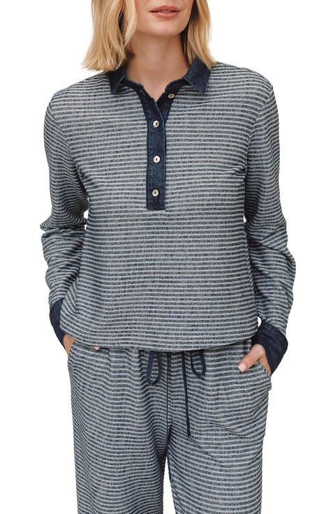 Stripe Long Sleeve Polo