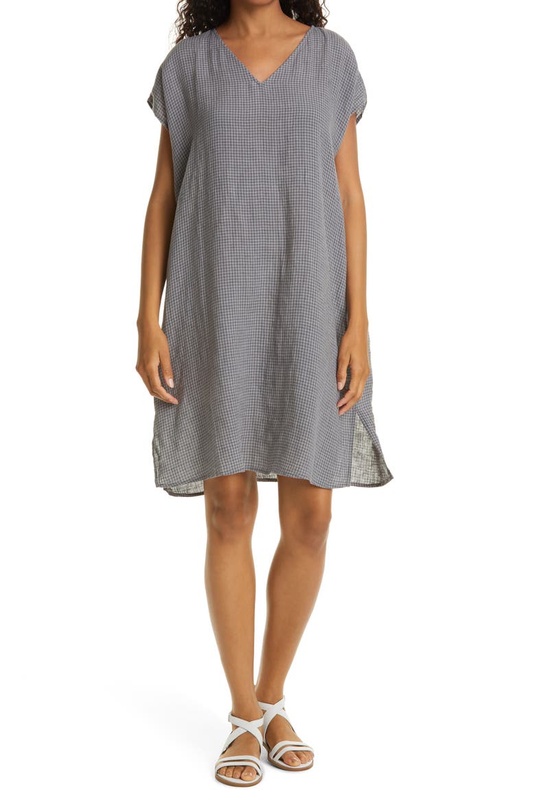 V-Neck Seersucker Shift Dress, Main, color, MOON