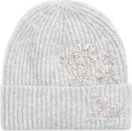 Vince Camuto Floral Faux Pearl Embellished Beanie