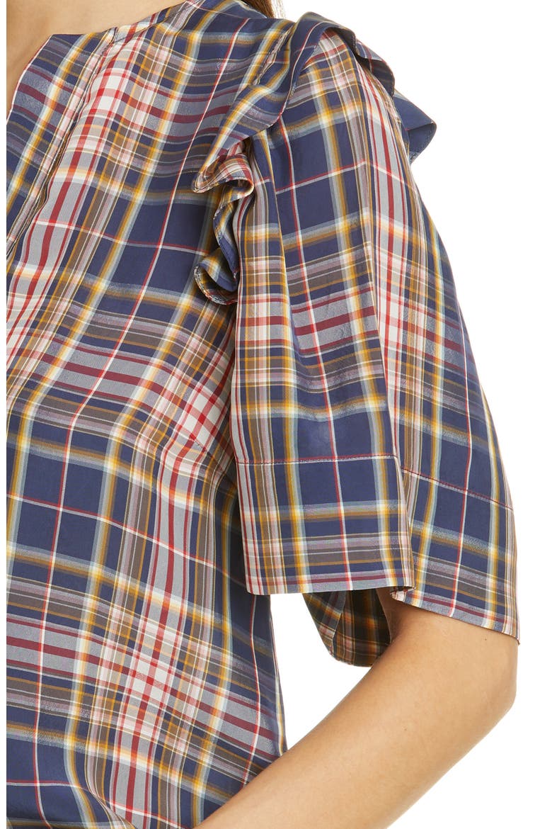 Sea Rooney Ruffle Shoulder Plaid Top, Alternate, color, PLAID