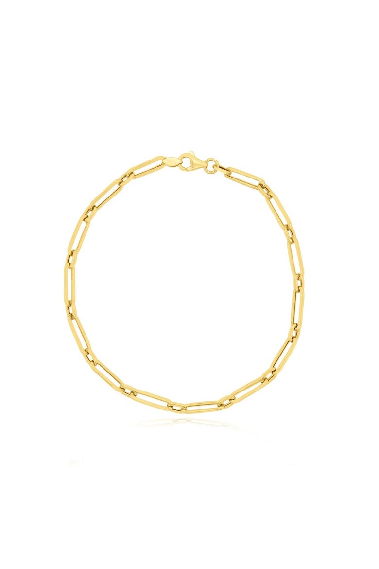 Round Link Paperclip Bracelet, Main, color, Yellow Gold