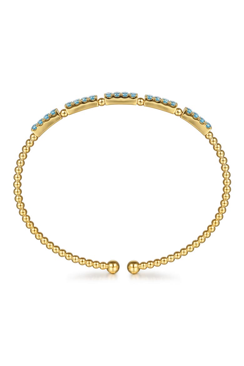 Bujukan 14k Gold Blue Topaz Cuff Bangle, Alternate, color, 14K YELLOW GOLD