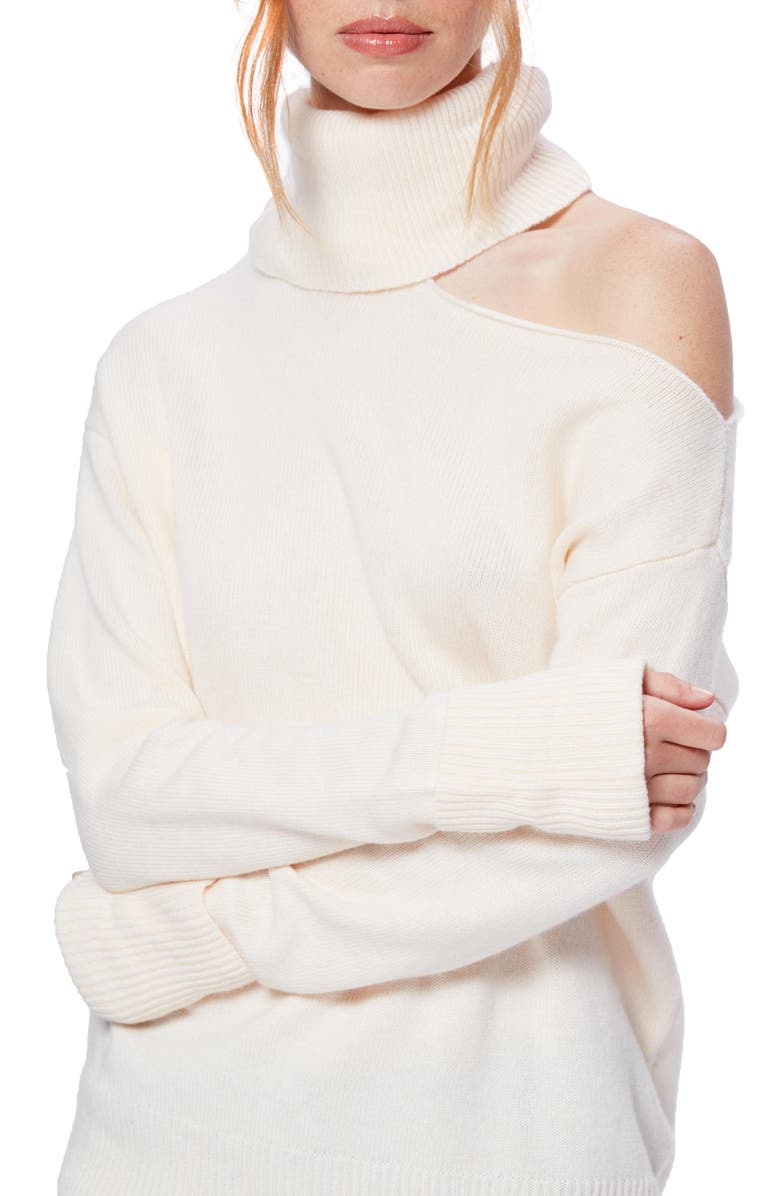 PAIGE Raundi Cutout Shoulder Sweater, Alternate, color, Ivory