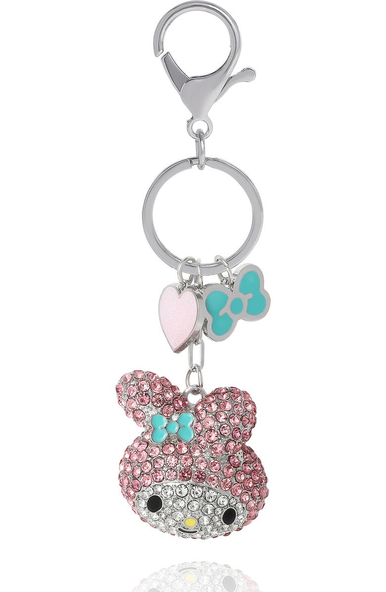 Hello Kitty My Melody Crystal Cluster Pavé Bag Charm Keychain, Main, color, Pink, Multi