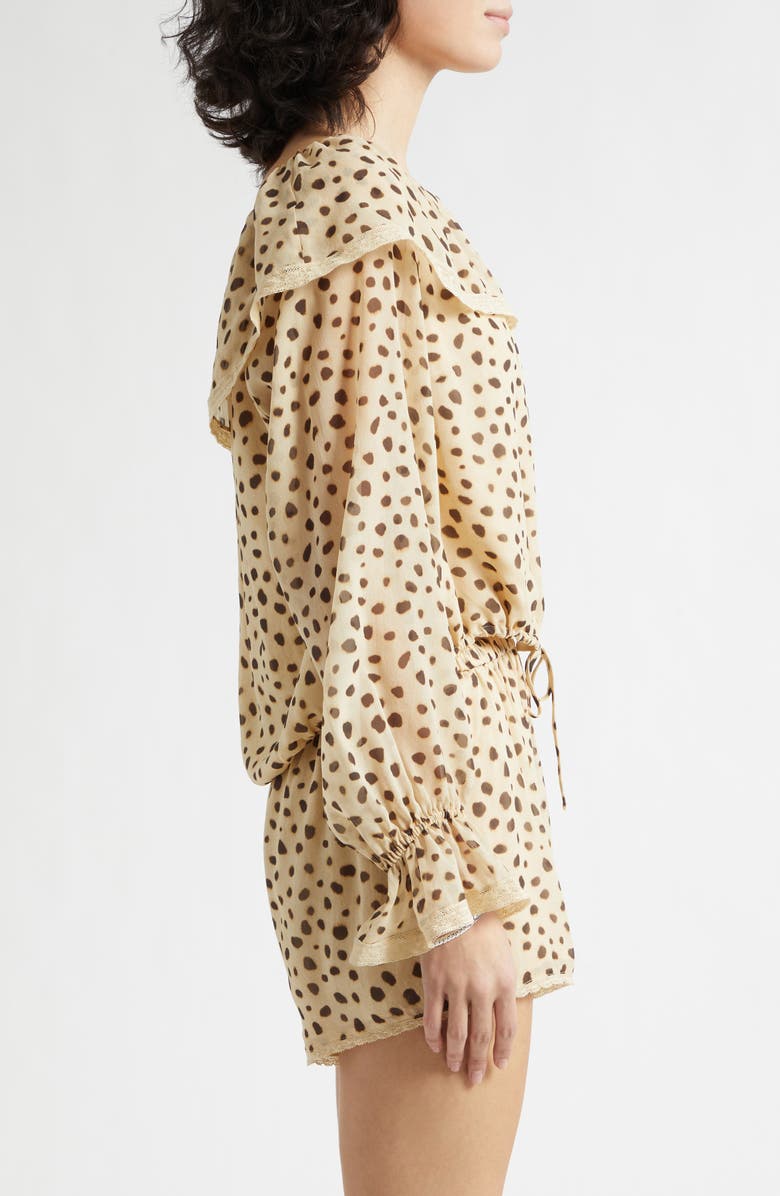 POSSE Priscilla Cheetah Print Ruffle Neck Silk Georgette Top, Alternate, color, Cheetah