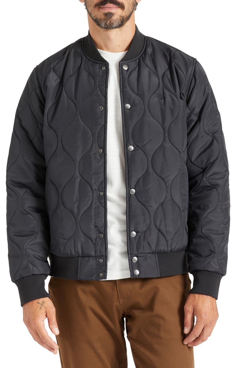 Brixton Dillinger Quilted Bomber Jacket, Main, color, 