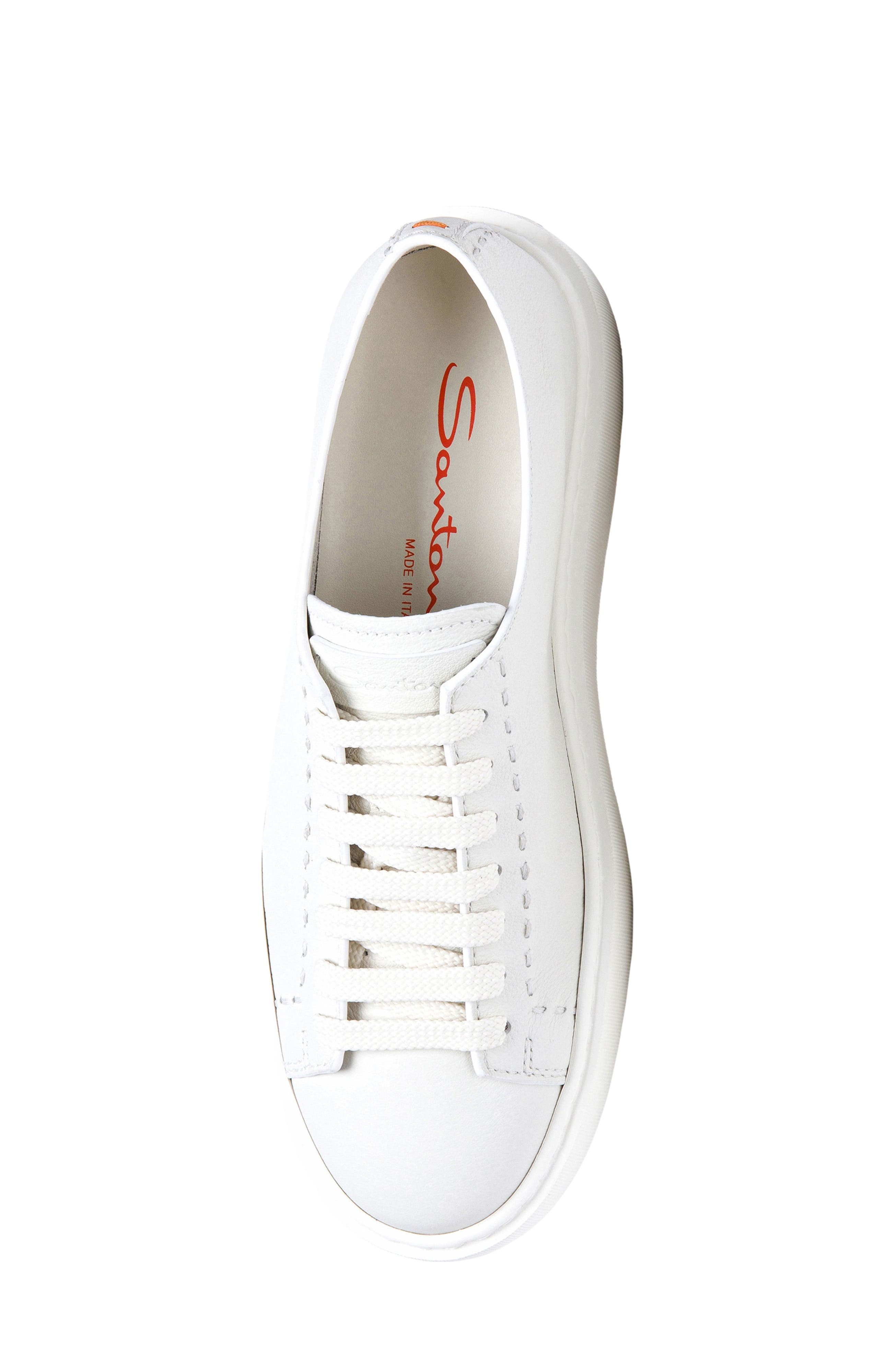 Santoni Women
s white leather sneaker, Alternate, color, White