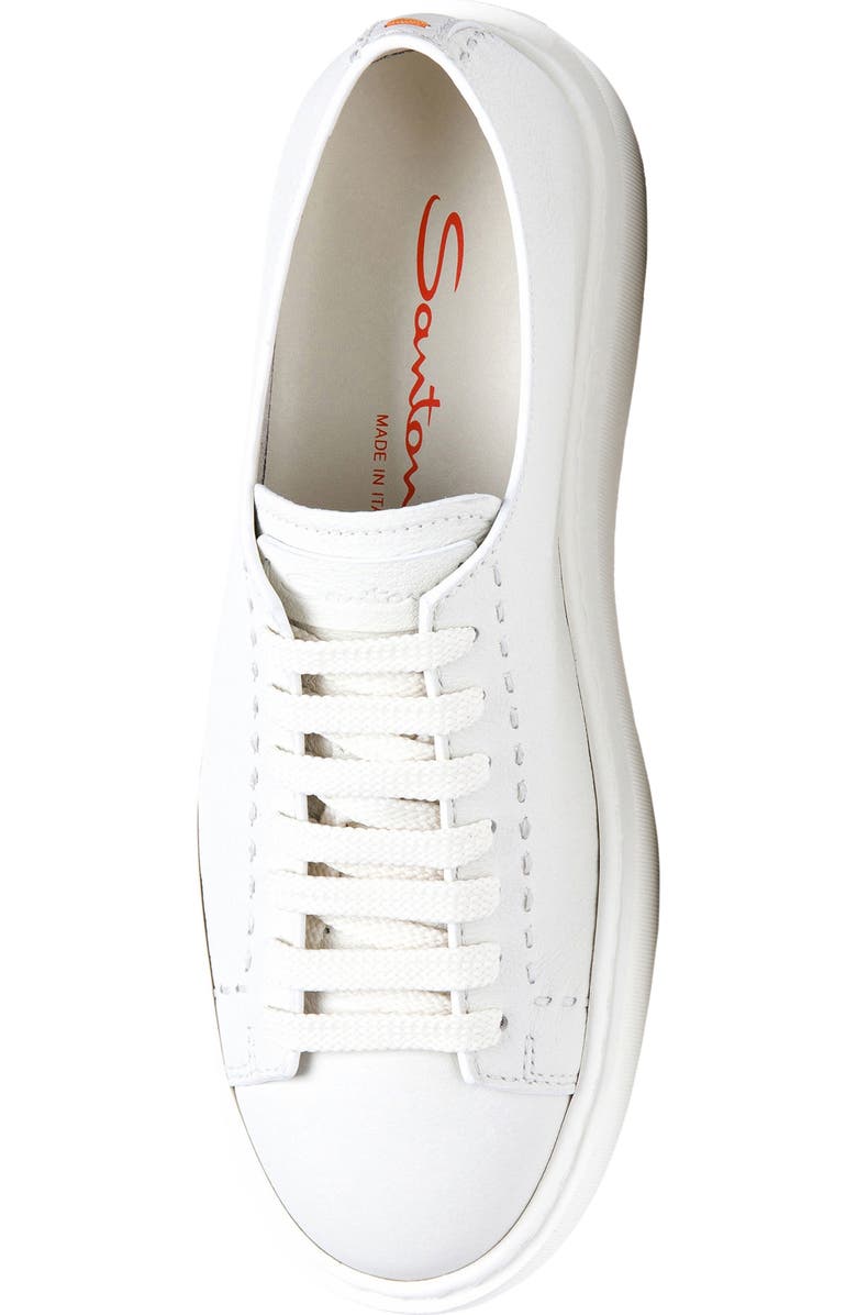 Santoni Women
s white leather sneaker, Alternate, color, White